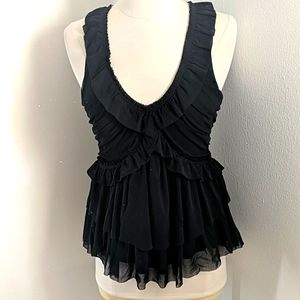 ✅Deletta Anthropologie Black Babydoll Tank Top Small coquette Fairy Whimsigoth